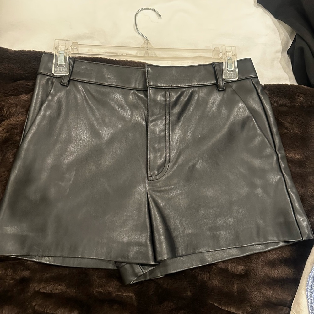 Black Leather Women's Shorts